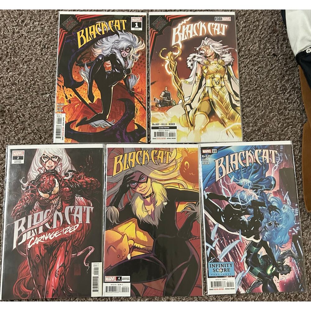 Black Cat Vol. 4 #1, 2 2nd Print, 2, 4, 10 (2021 Marvel) Lot of 5 King in Black